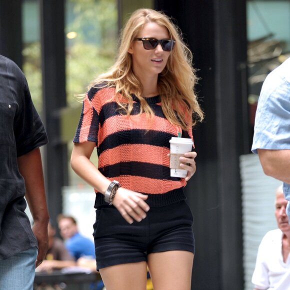 Topshop Knitted Striped Top in Black / Peach ASO Blake Lively Gossip Girl Set - Picture 8 of 8
